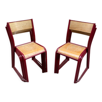 Chaises vintage d’écolier métal et bois taille adulte