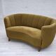 1960s, Danish 2-seater "Banan" sofa, green furniture wool, ash wood.