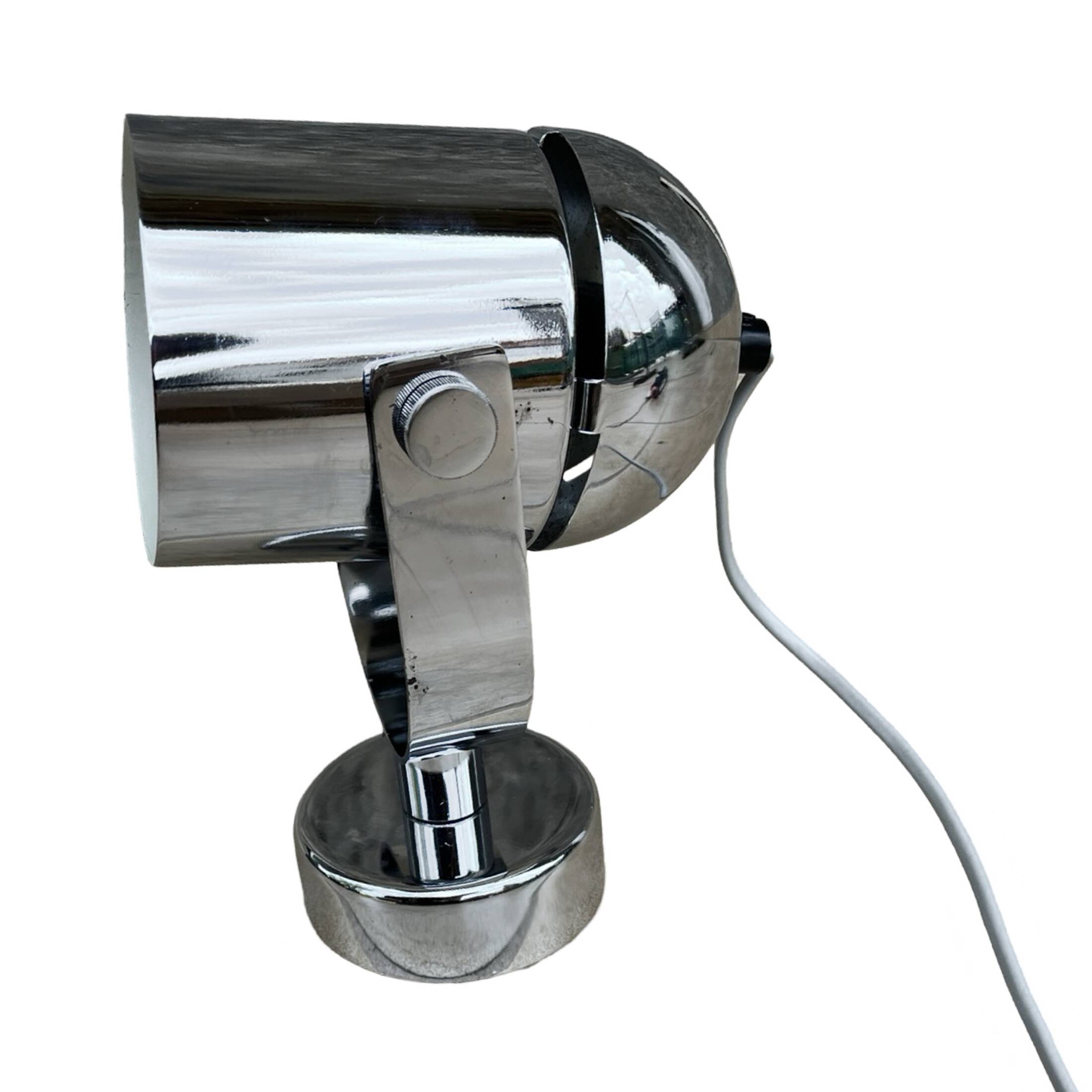 Space age chrome wall lamp, designed by S. Indra, Czechoslovakia, 1970s.