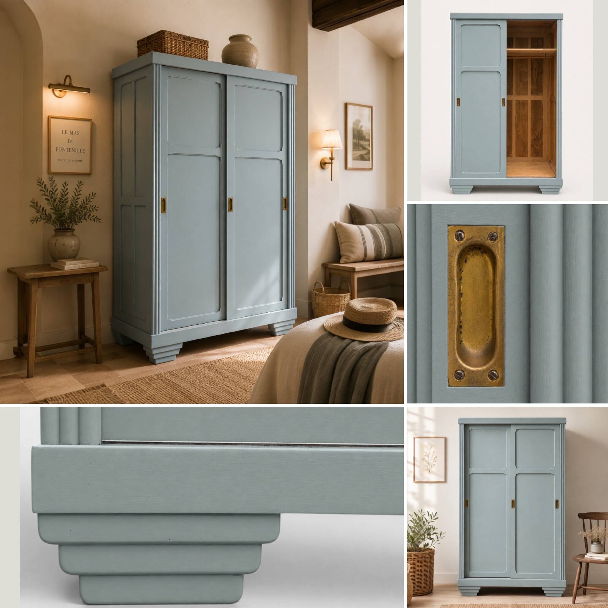 Parisian Art Deco wardrobe with sliding doors.