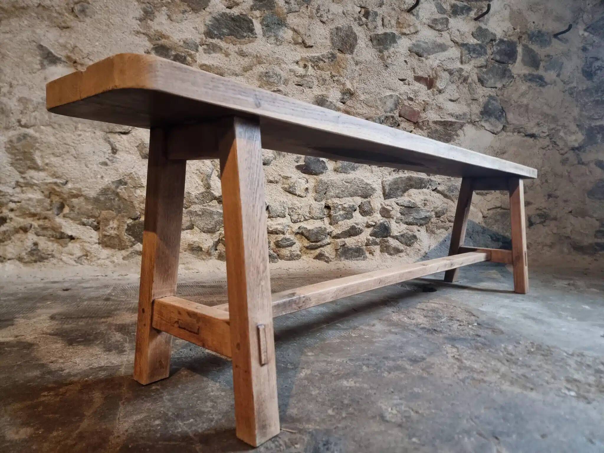 Vintage oak bench, French, 1960s