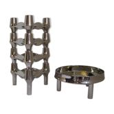 Set de bougeoirs modulaires Bmf édition argent conçus par Fritz Nagel & Ceasar Stoffi