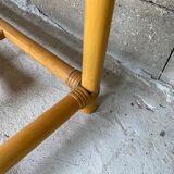 Rattan coffee table vintage glass top 1970