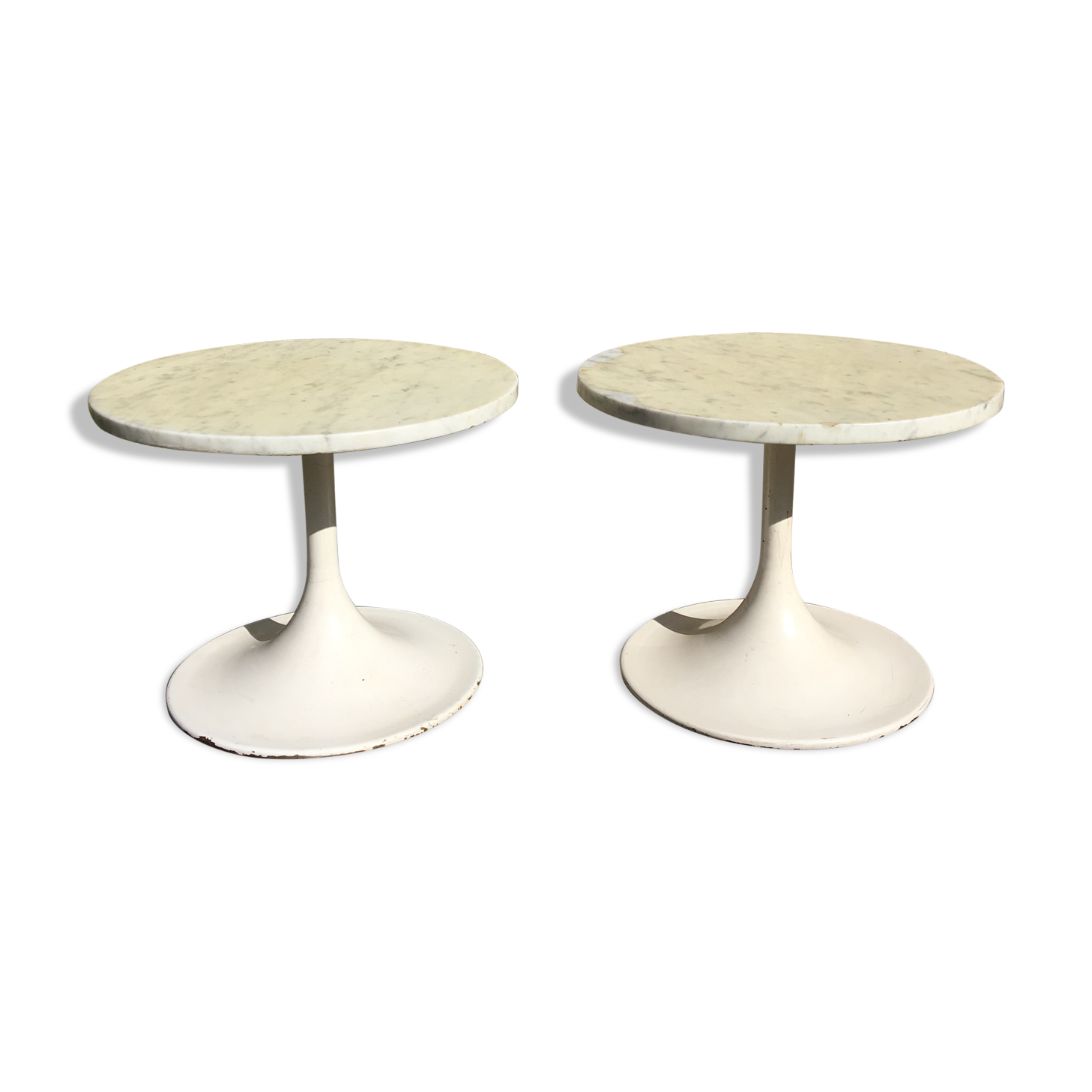 Pair of marble "Tulip" pedestals