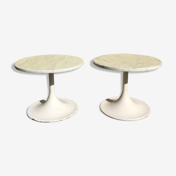 Pair of marble "Tulip" pedestals