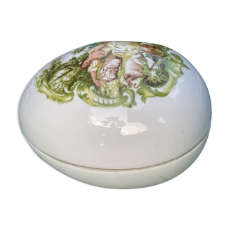 Boite en porcelaine en forme d'oeuf