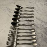 Set of 6 forks and 6 spoons. silver-plated metal. boulenger