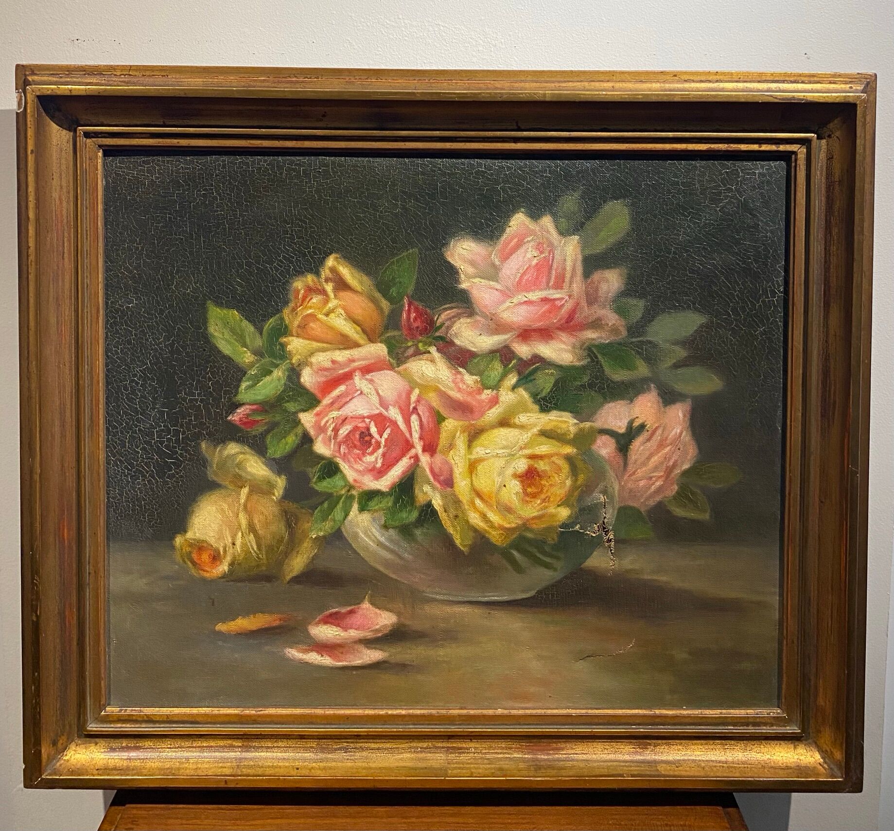 Old painting, bouquet of roses, late 19th, early 20th century