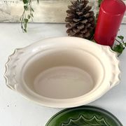 Christmas Terrine with Holly Lid, Green Ceramic Serving Dish, Vintage