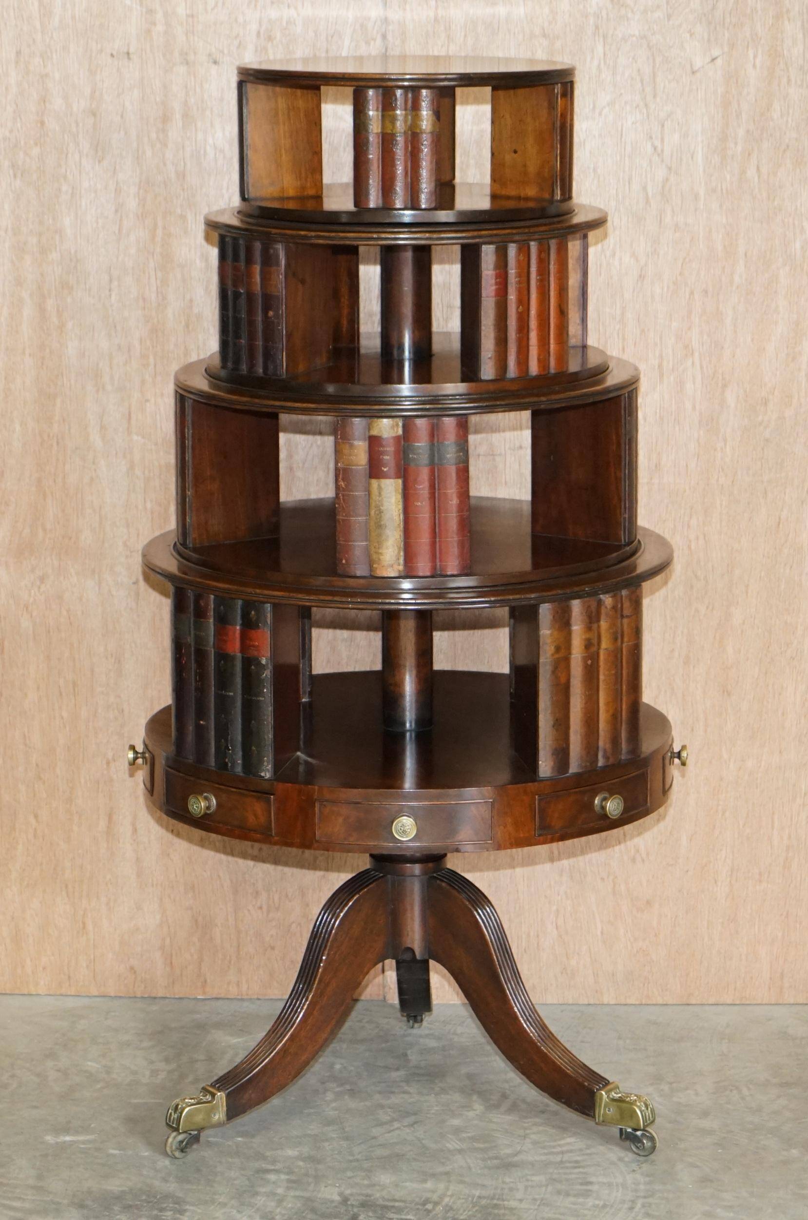 Restored hardwood revolving library circa 1810 Regency