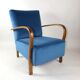 Fauteuil en velours bleu Art Déco, années 1960