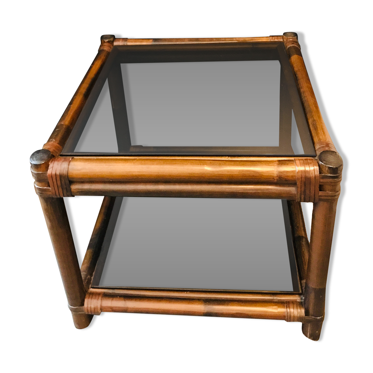 Bamboo coffee table and smoked glass