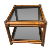 Table basse bambou et verre fumé