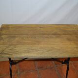 Cast iron bistro table and oak tray