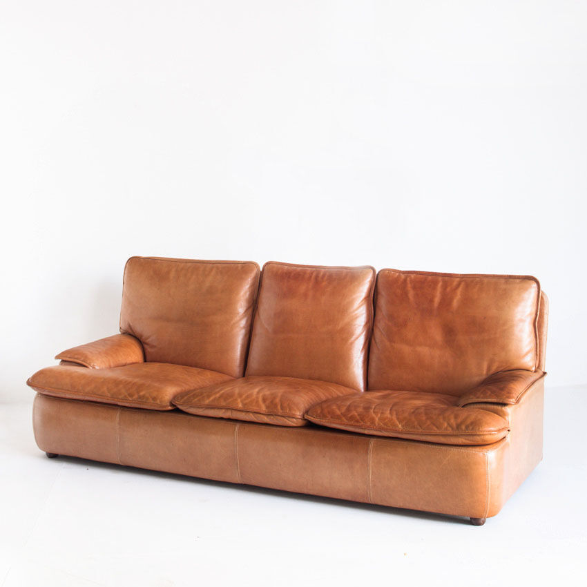 Vintage leather sofa. Belgium, 1970s