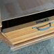 Oak curtained filing cabinet storage furniture 1950