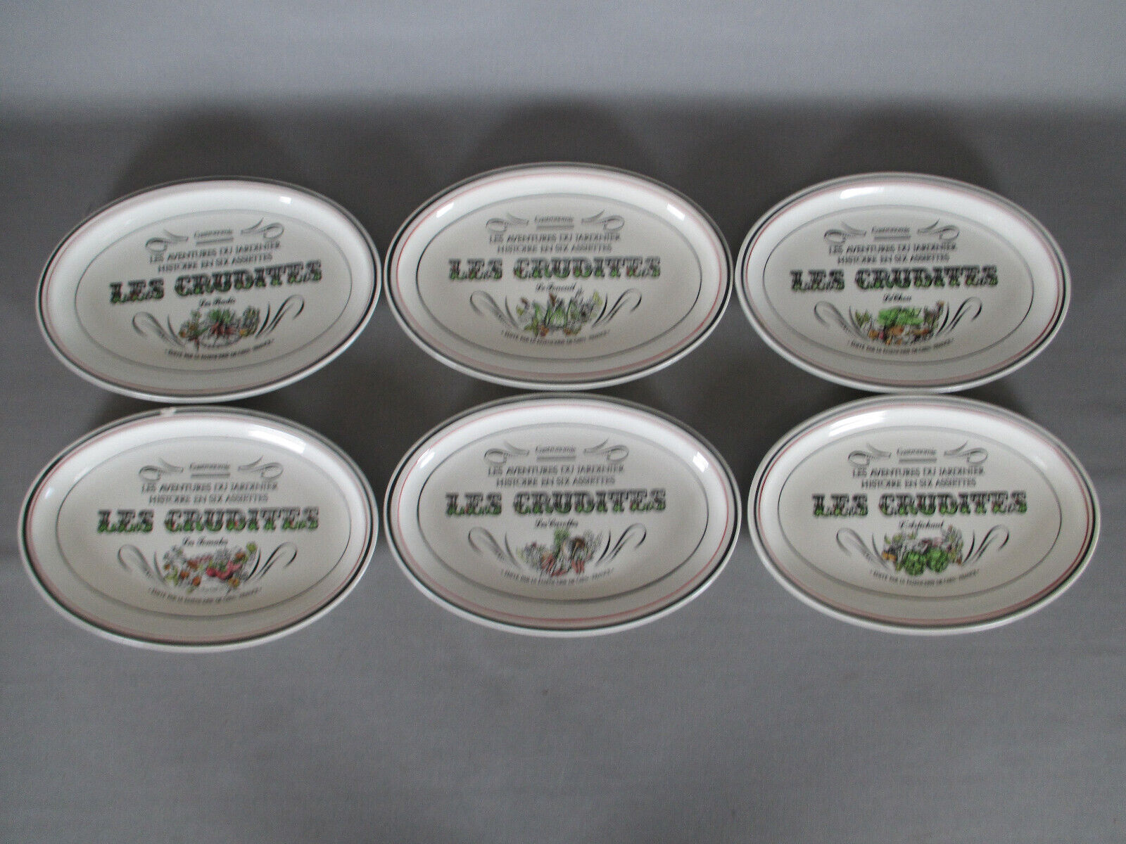 6 plates Gien raw vegetables the adventures of the gardener the collector