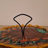 Vallauris glazed ceramic cheese board – leaf decor