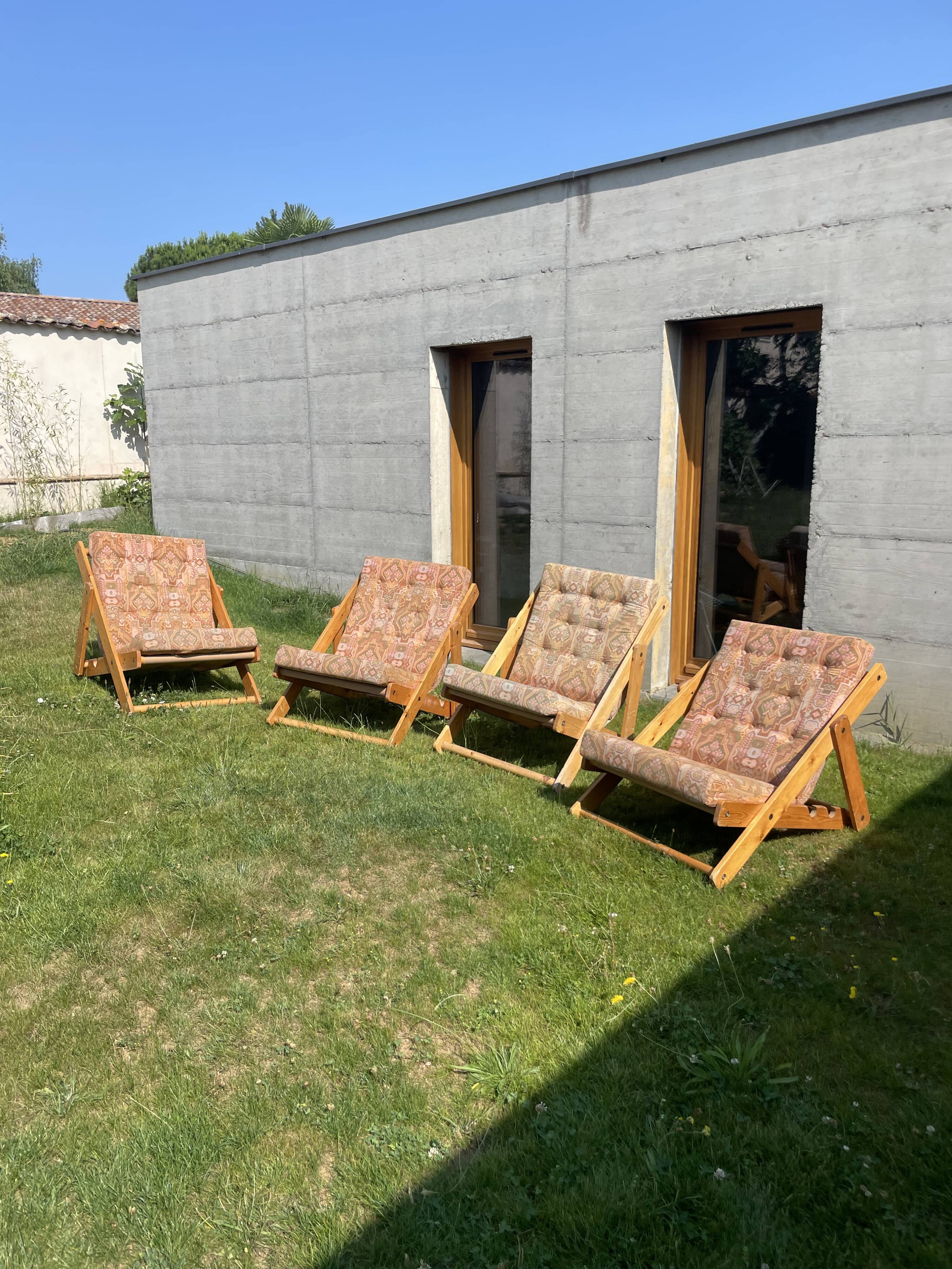 Lot 4 transats en pin Fatöli Kontiki Ikea 1970