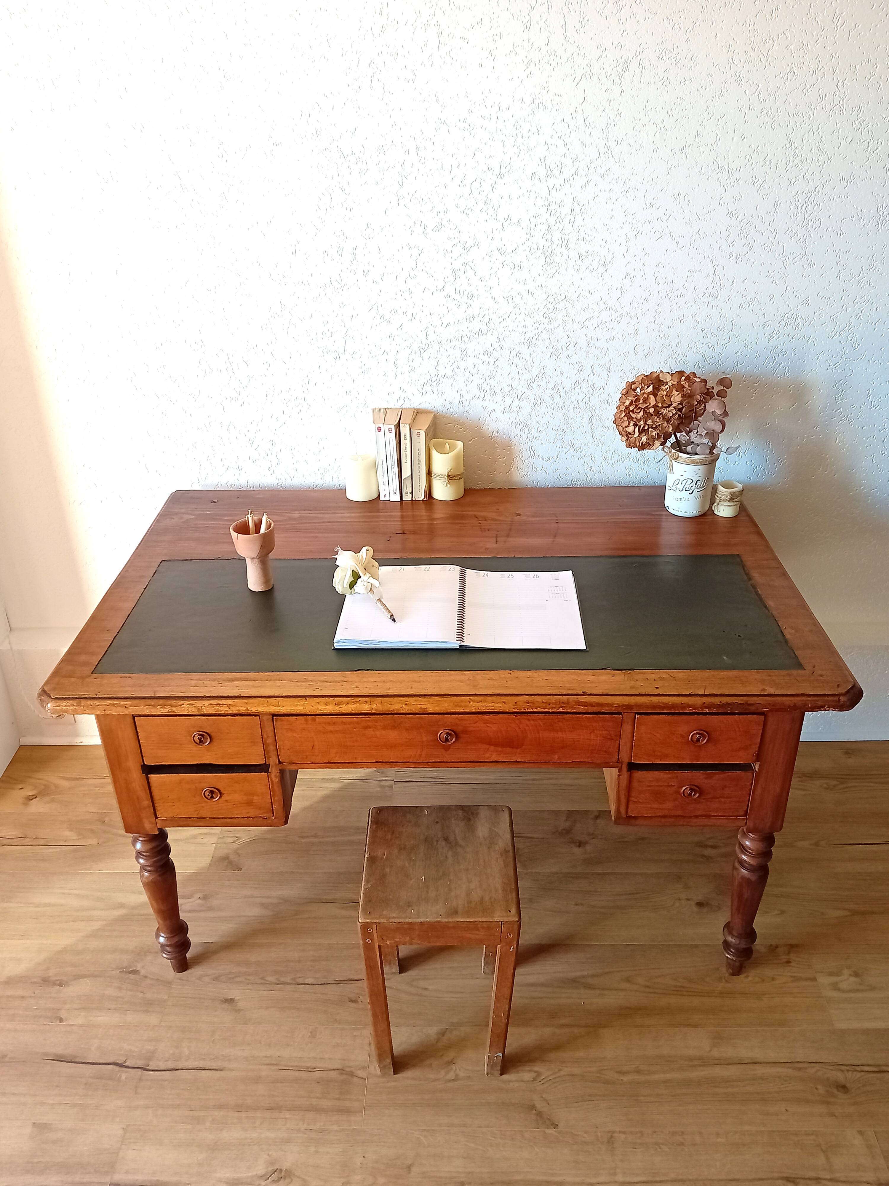 Grand bureau bois & cuir