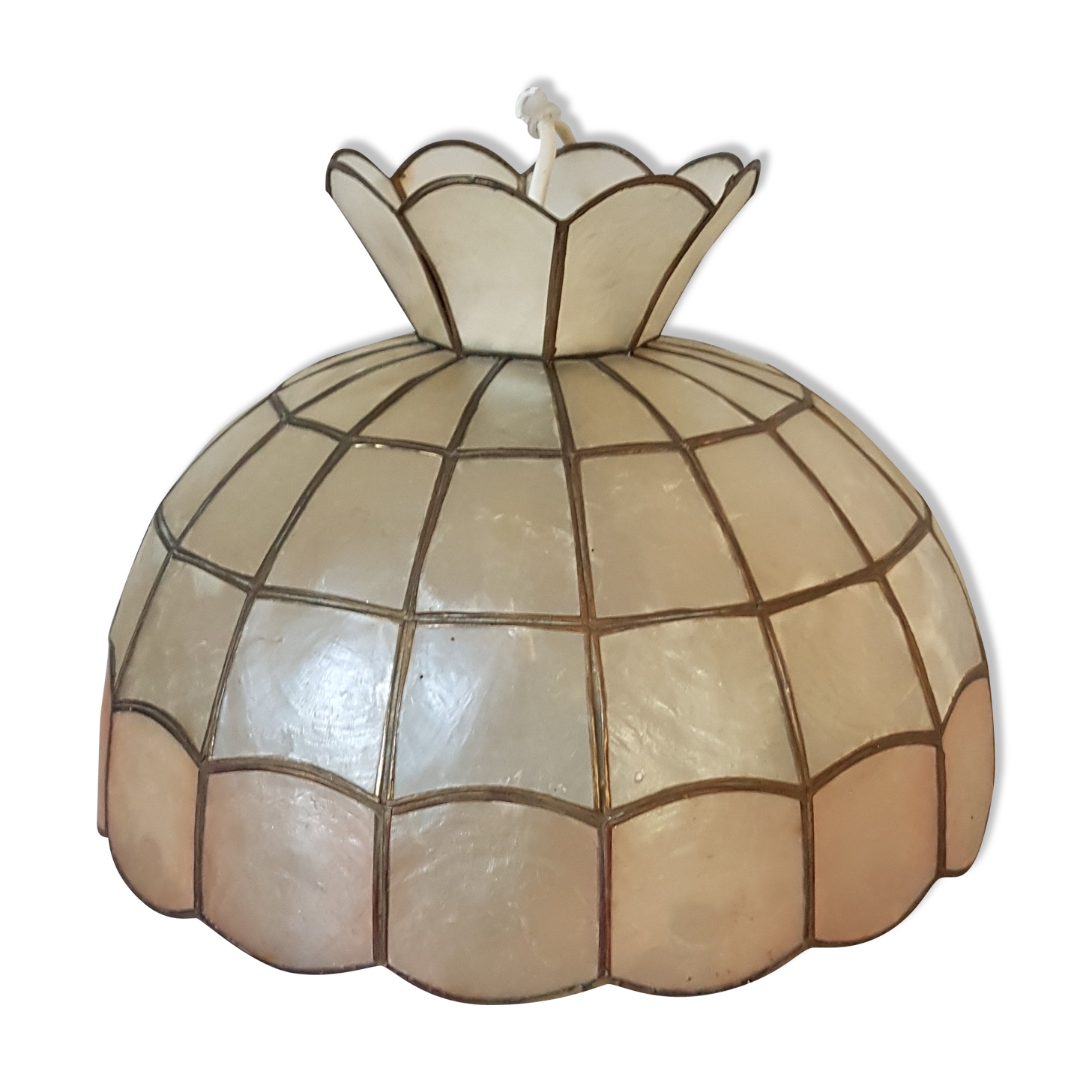 Mother-of-pearl and brass chandelier