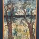 Huile sur toile originale suédoise – « Arbres » par Stig Allan – Vintage et encadrée – 88 × 53 cm (34,6" × 20,9")