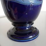 Betschdorf Schmitter Alsace stoneware, cobalt - Corolla vase with flowers