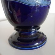 Betschdorf Schmitter grès d'Alsace, cobalt  - Vase corolle aux fleurs
