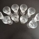 Set of 10 crystal aperitif glasses