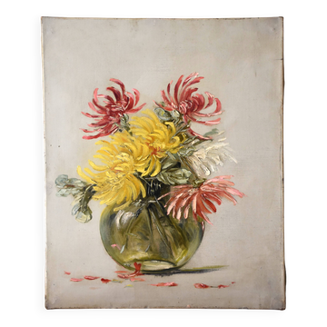 Charles Jung, Chrysanthèmes dans un vase en verre (vers 1900)