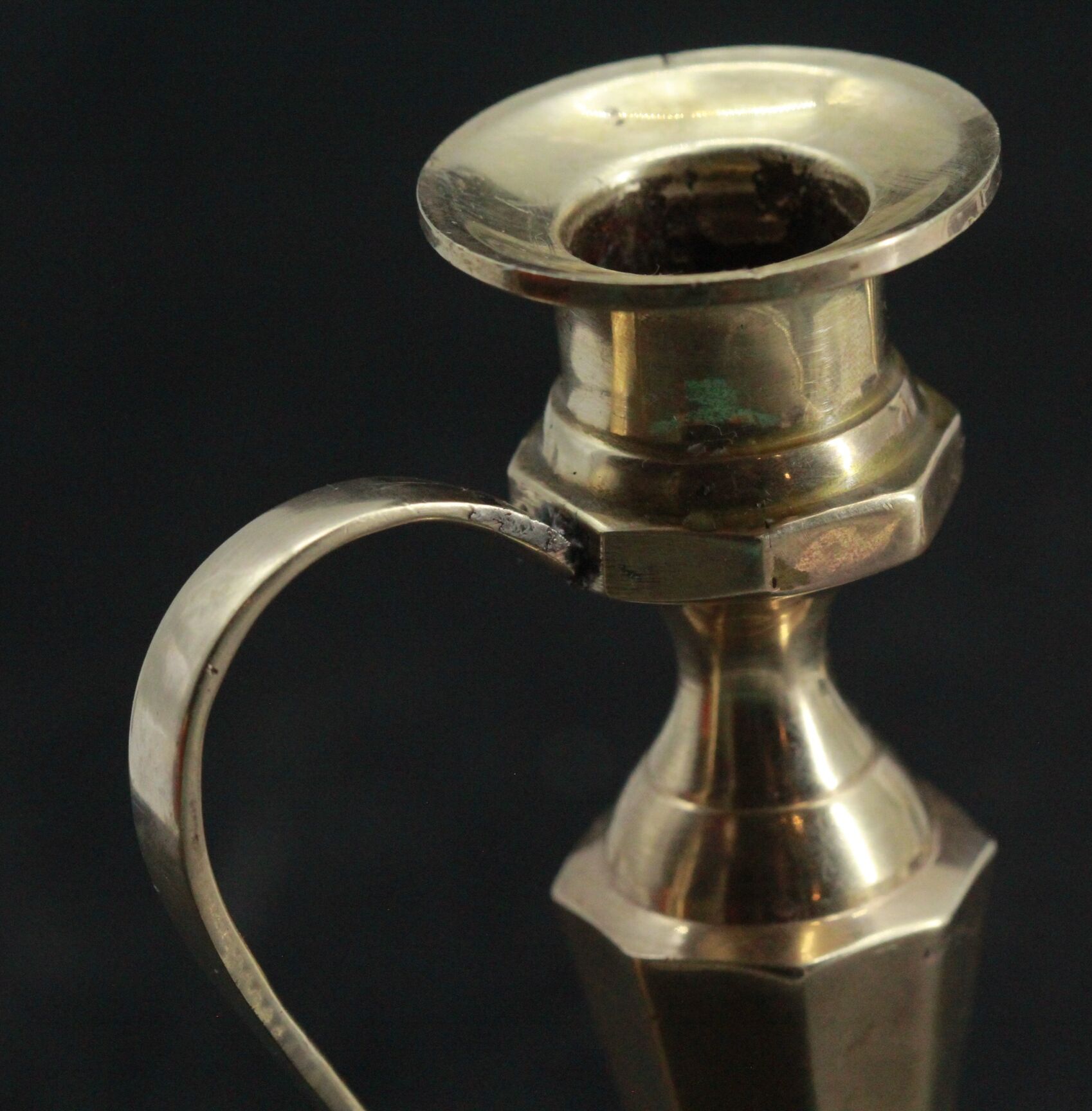 Old pair of brass candle holders