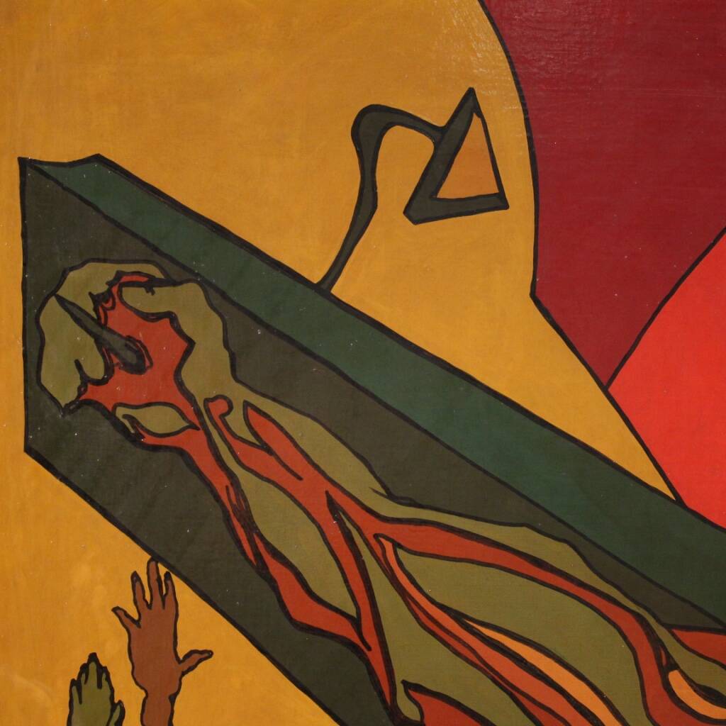 Surrealist Italian painting Crucifixion from the 20th century