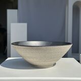 Duo of gray Indonesian ceramic bowls or salad bowls