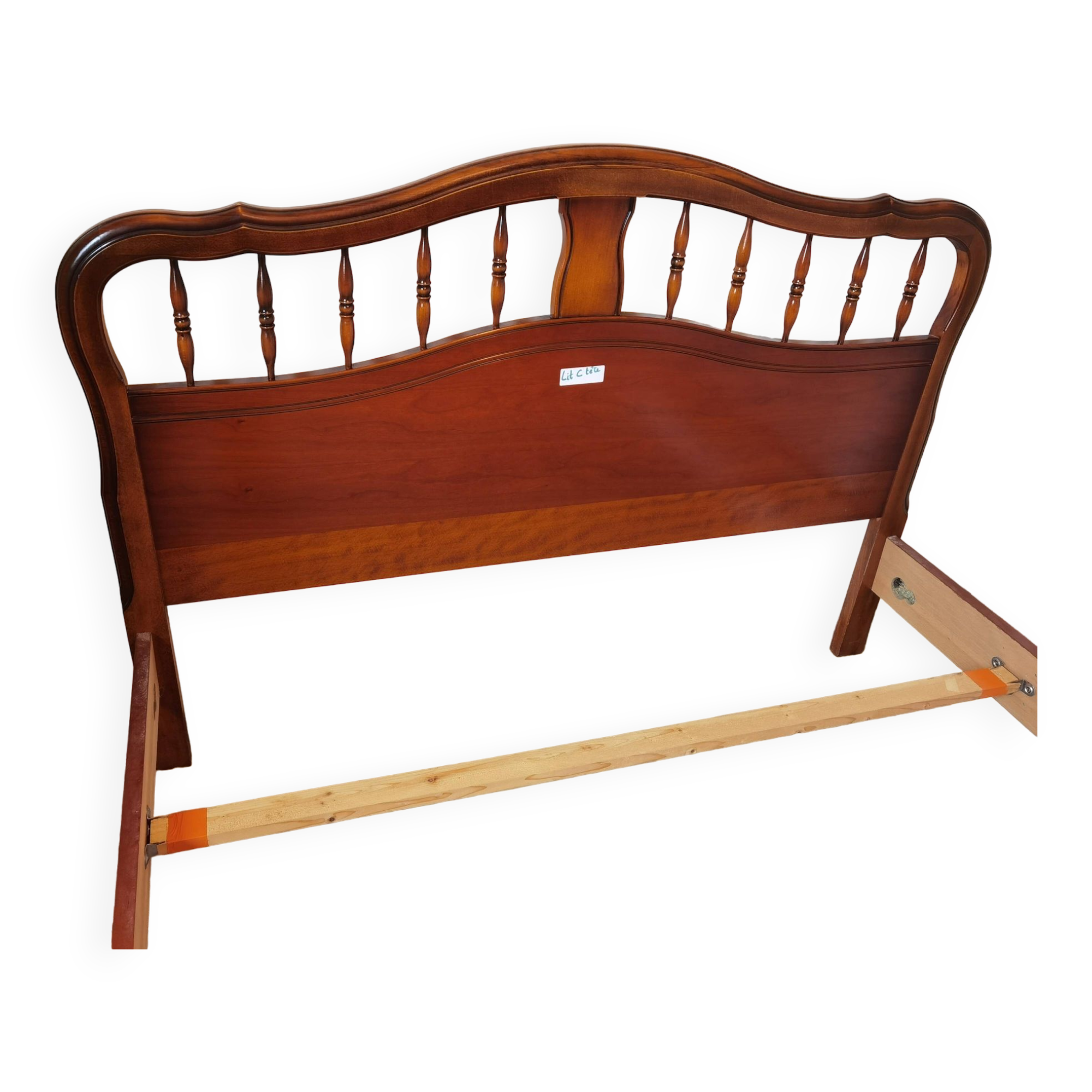 Double bed two places solid wood mahogany Louis XV style