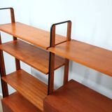Mid century modular teak bookcase with bar unit, Italy 1950s