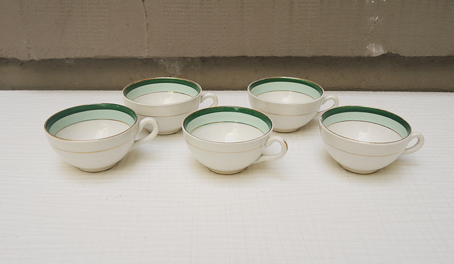5 old cups & saucers in ceramic KG Lunéville