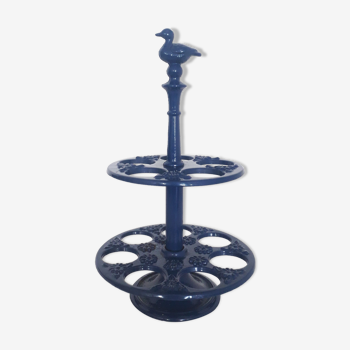 Vintage egg holder - Midnight blue enamelled cast iron - 1960