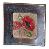 Handmade ceramic wall hanging poppies bohemian country decoration frame