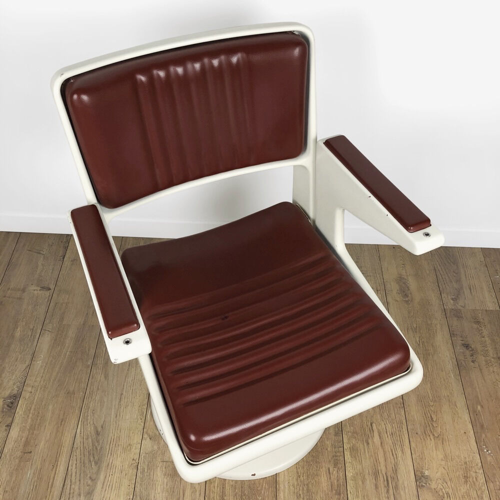 Space-Age vintage hairdresser's chair in resin and skai