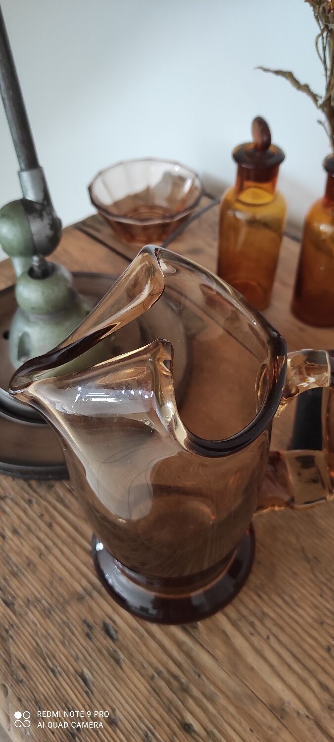 Amber glass carafe