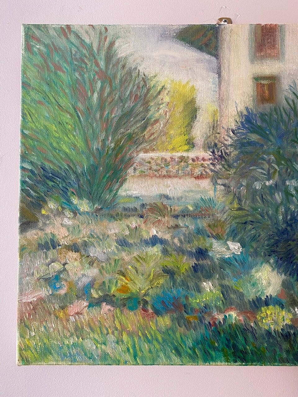 Old painting, landscape, summer garden, 70s/80s