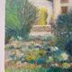 Old painting, landscape, summer garden, 70s/80s
