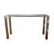 70s stainless steel and glass console