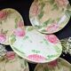 Exclusive antique dessert service in faience/terracotta with slip from 1900.