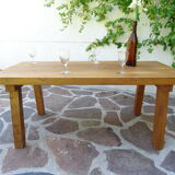 Massive elm coffee table of brutalist spirit