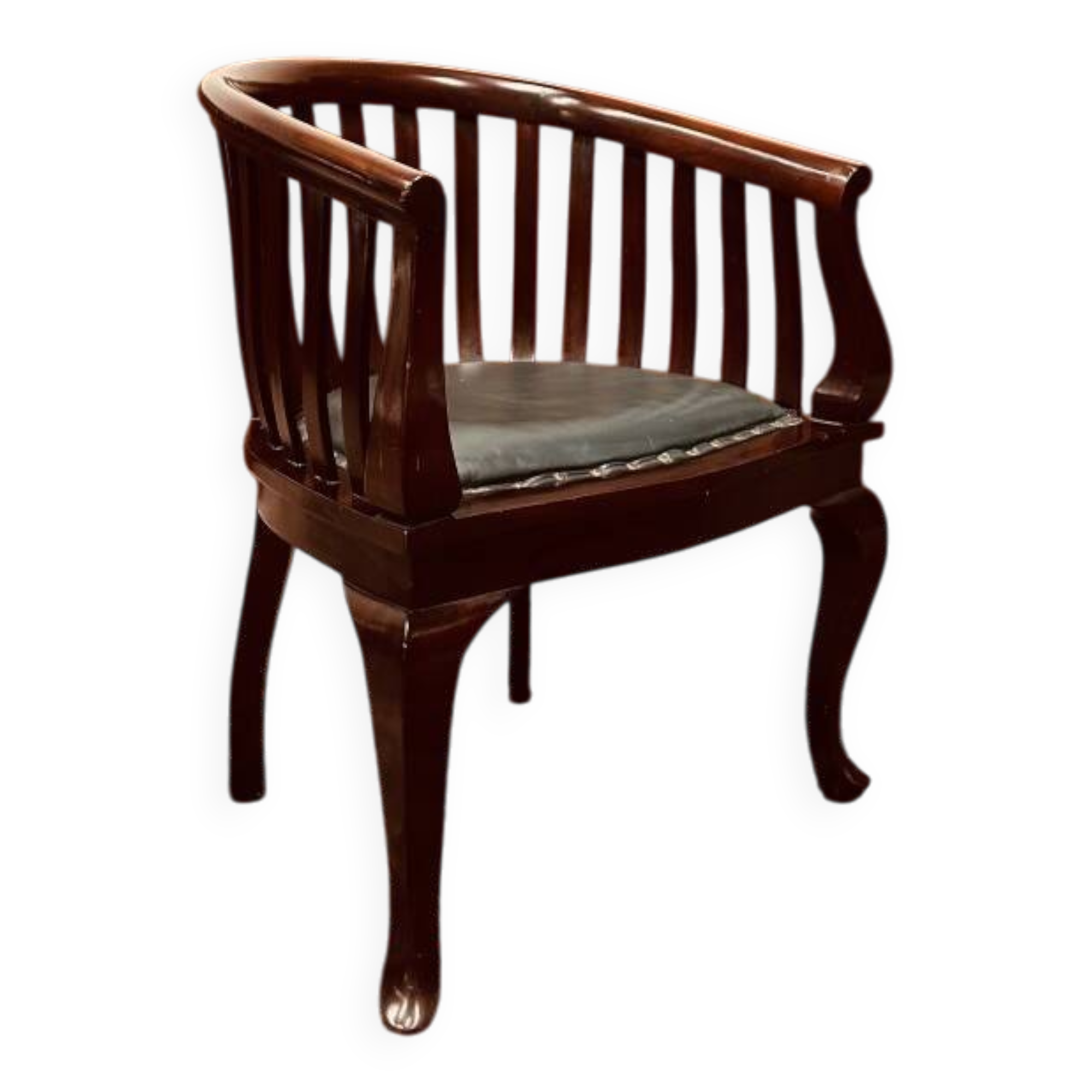 Chaise de bureau classique anglaise Chesterfield en cuir vert