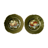 Slip plates decorated with apples and pears