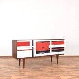Mid-Century Walnut Sideboard with Hand-Painted Pattern, 1960s.