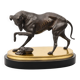 Bronze hunting dog and its prey – black marble base brass – s