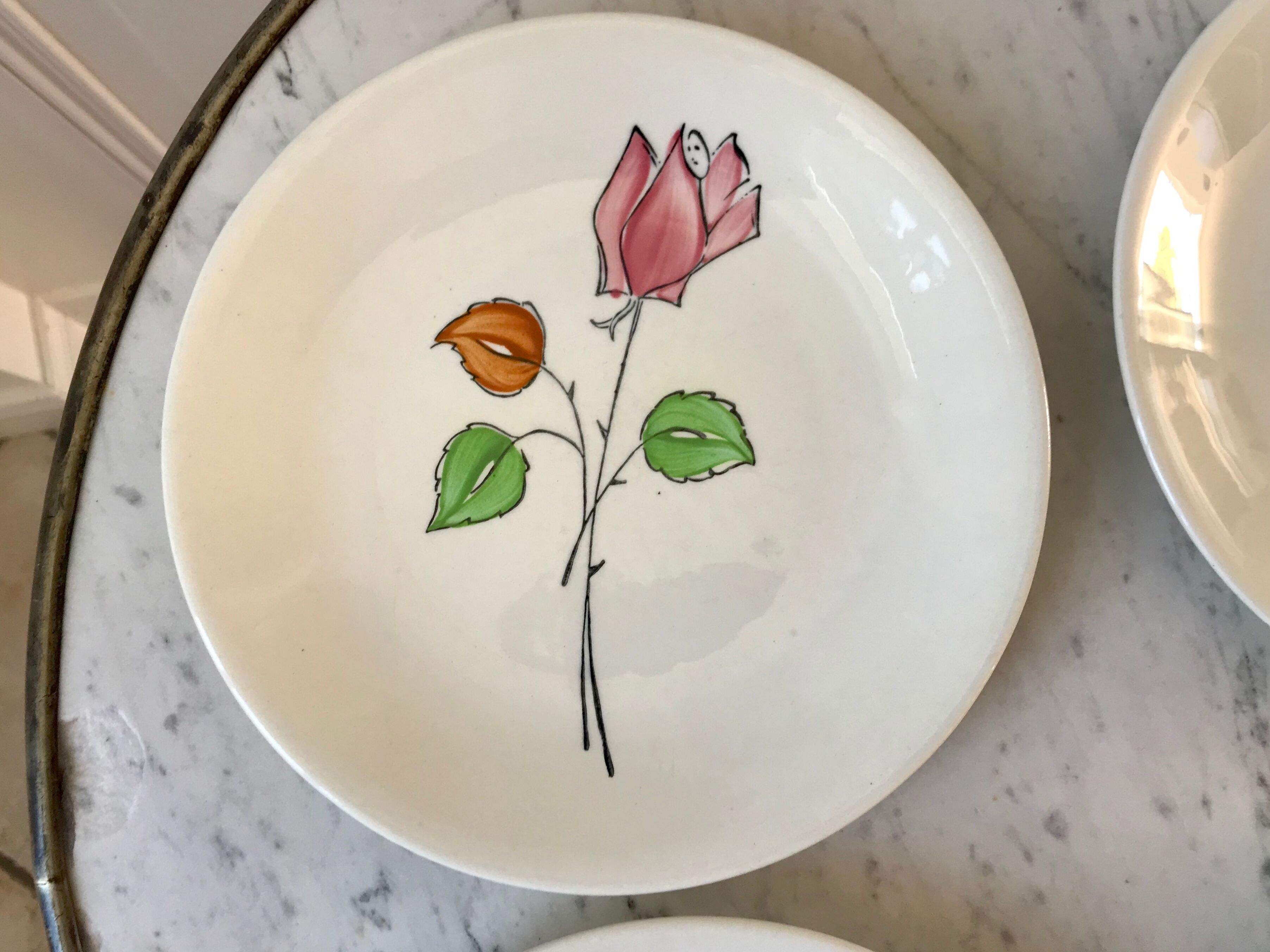 Dessert service flowers Made in France 50s